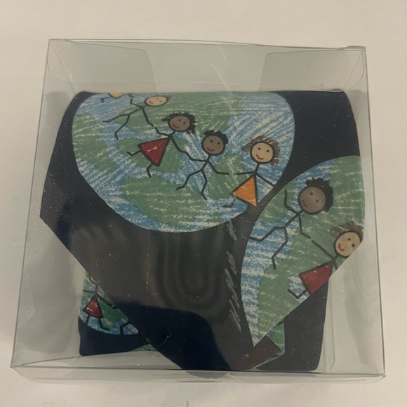 Blue Tie with Multicolor Design - Picture 8 of 9